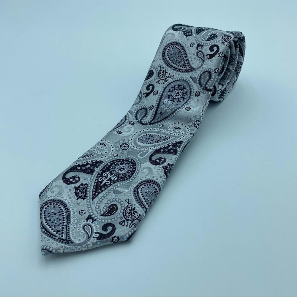 Bergamo Men’s Tie Gray‎ Silver & Paisley
